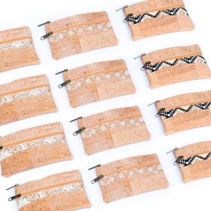 Long White Printed Coin Purse with Dual Zipper Pockets BAGP-039 (5units)